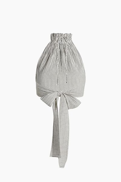 İKİKIZ Striped Crinkle Halter Neck Blouse