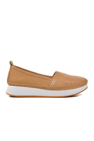 AYAKMOD 24075 Beige Genuine Leather Women's Casual Shoes