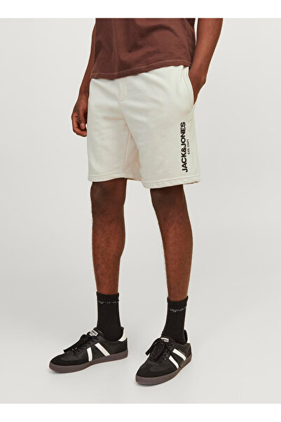 Jack & Jones Regular Fit Krem Erkek Sweat Şort Jpstgale Sweat Shorts Naf