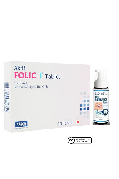 Assos Folic 1 30 Tablet + Teeth Whitening Foam Gift