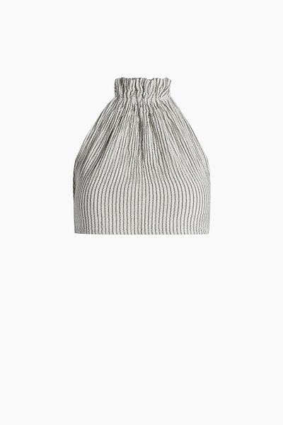 İKİKIZ Striped Crinkle Halter Neck Blouse