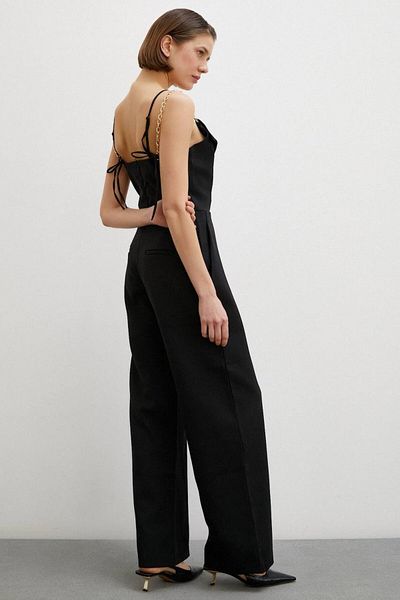 PODERİA BUTİK Chain Strap Crochet Collar Jumpsuit