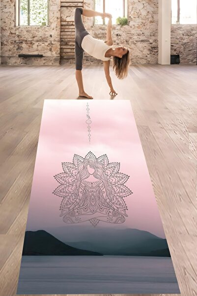 linazaitun Mandala Ve Çakra Desenli Yıkanabilir Kaymaz Taban Leke Tutmaz Yoga...