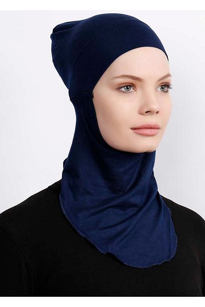 Ecardin Small Hijab Neck Ready Flexible Sports Bonnet - St 225 Navy Blue