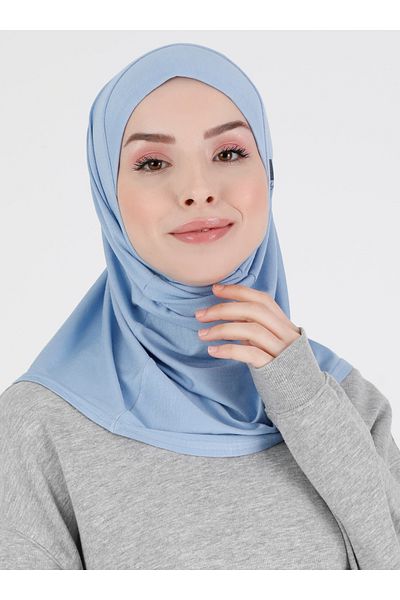 Ecardin Hanfendy Series Sports Hijab - Αθλητική Άνεση, Έτοιμο Απλό Σχέδιο, Baby Blue - St 043