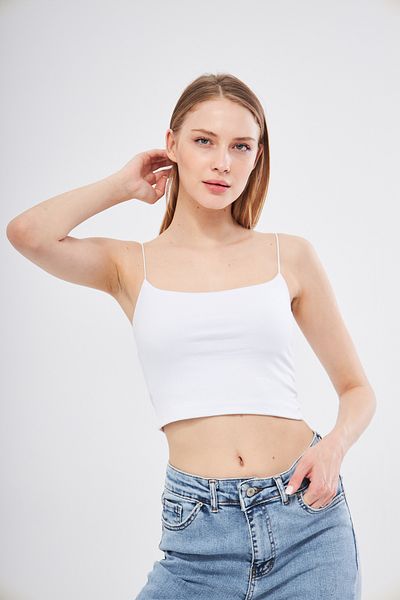 brako tekstil Woman's White Crop Body with Strap