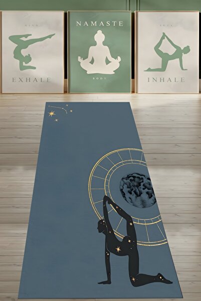 linazaitun Yoga Uygulayıcısı Desenli Yıkanabilir Kaymaz Taban Leke Tutmaz Yog...
