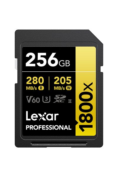 Lexar بطاقة ذاكرة 256 جيجابايت 1800x V60 Uhs-ii Sdxc