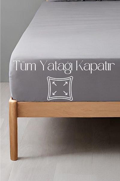 B2B Plus Double Gray Color Elastic Sheet 160x200 Cm For Beds