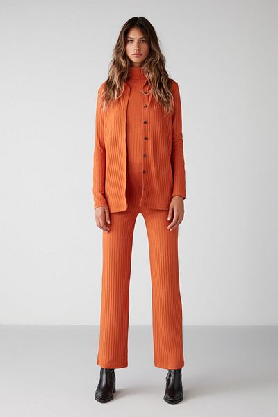 GRIMELANGE Erıka Damen-Hose mit elastischem Bund, ausgestellt, ziegelfarben