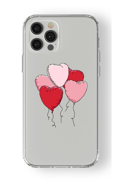 Multitronic حافظة شفافة مطبوعة بتصميم بالون القلب متوافقة مع هاتف iPhone 12 Pro