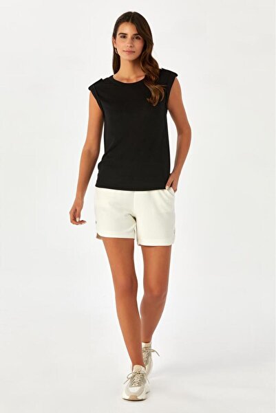 İKİLER Omuzu Apoletli ve Düğmeli Double Kol Bluz 024-1029