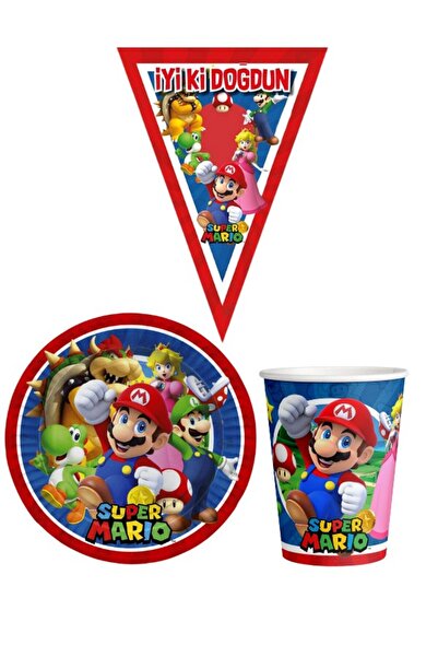 Parti Furyası SUPER MARİO 8 KİŞİLİK ERKEK DOĞUM GÜNÜ MİNİ SET ERKEK ÇOCUK PAR...