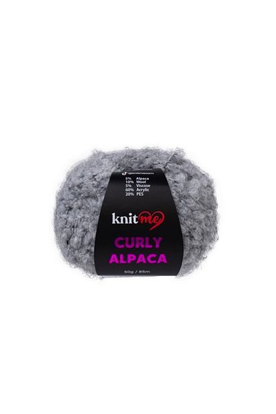 knitme 5 τμχ Γκρι μαλλί αλπακά με μαλακό βελούδινο σχοινί KC08 - Σγουρή σγουρή υφή
