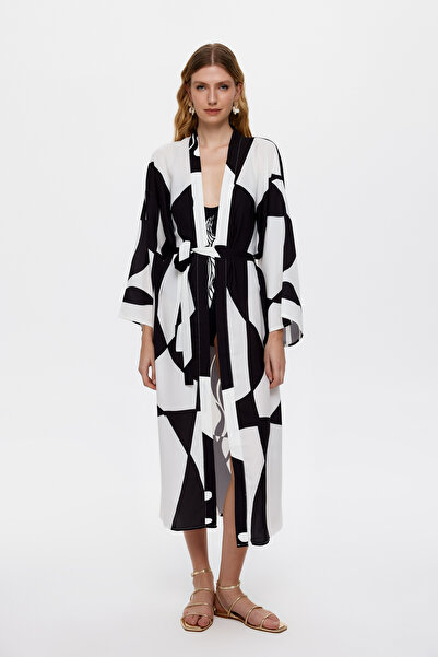 Eliphe Sireng Siyah Anvelop Unisex Maxi / Uzun Kimono