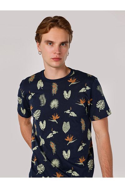 Colin's Navy Blue Regular Fit Crew Neck Men's T-Shirt - Cl 1062715