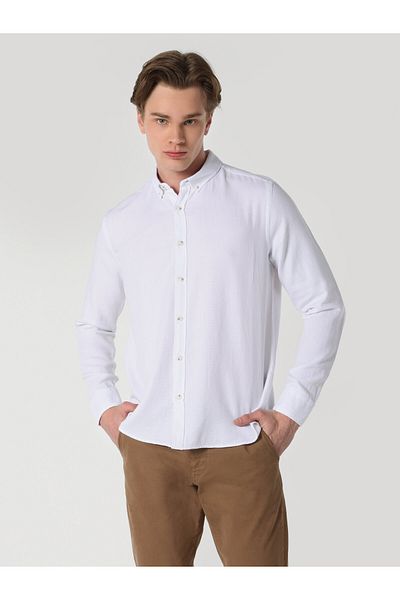 Colin's Мъжка риза с дълъг ръкав Slim Fit бяла - CL1061785