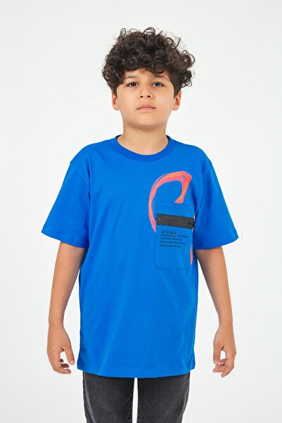 DMB KİDS Boy - Saks Blue T-shirt with Pockets