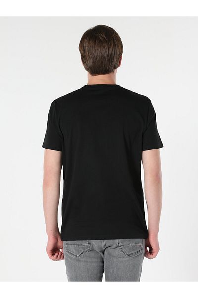 Colin's Regular Fit Crew Neck Printed Black Men's Short Sleeve T-Shirt Cl 1062494