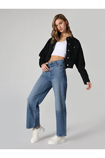 Colin's 970 Berry Regular Fit Yüksek Bel Geniş Paça Gri Kadın Pantolon Cl1062322