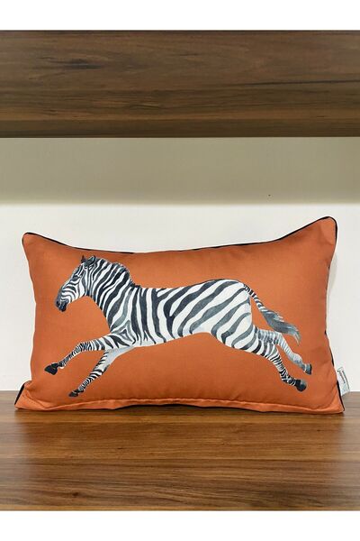KIRLENTİM Zebra Grubu Kenarları Biyeli Dijital Baskılı Çift Tarafı Desenli Kırlent Kılıfı