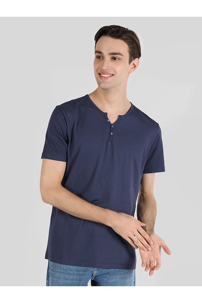 Colin's Navy Blue Regular Fit Crew Neck Men's T-Shirt - Cl 1062745