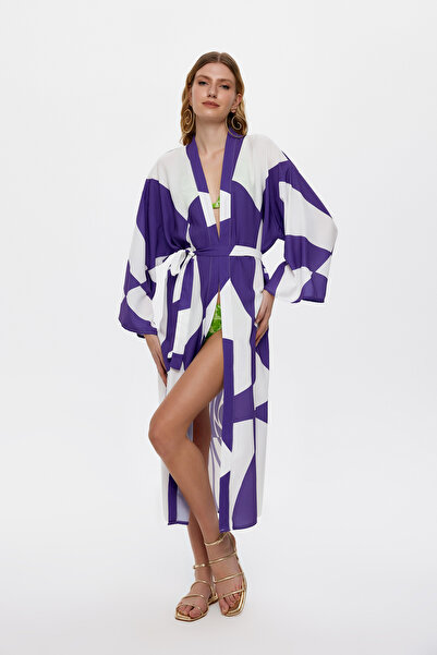 Eliphe Sireng Mor Anvelop Kadın Maxi / Uzun Kimono