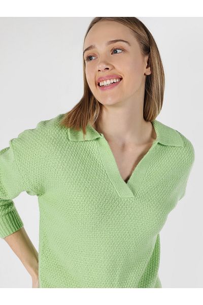 Colin's Pulover de damă cu gât polo verde - Regular Fit Cl 1061973
