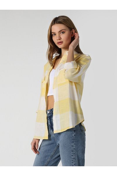 Colin's Yellow Regular Fit Long Sleeve Women's Shirt - Pocketed Cl 1061877