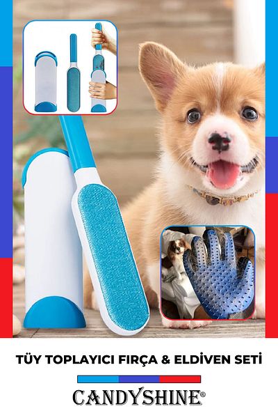 CandyShine ® Deluxe Miracle Sofa Outfit Carpet Lint Collector Brush Set And Lint Collector Gloves Premium Quality