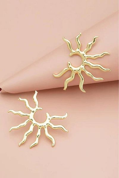By Zeyna Aksesuar Women's Special Design Sun Figure Earrings 002