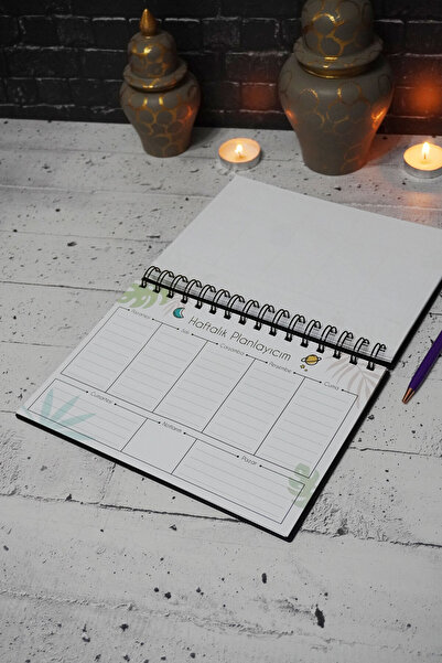 markcat Mustafa Kemal Atatürk Black Wooden Schedule Book - Undate Agenda - Weekly Planner - A5