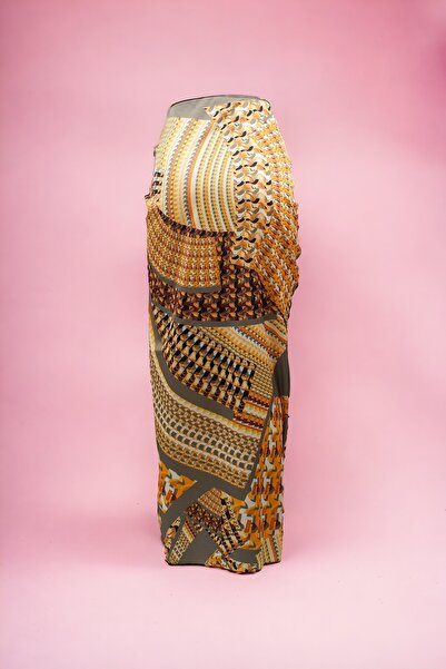 pistore Νέα σεζόν - Ασημί γκρι σατέν Pareo, χρυσό αυθεντικό γυναικείο φόρεμα παραλίας