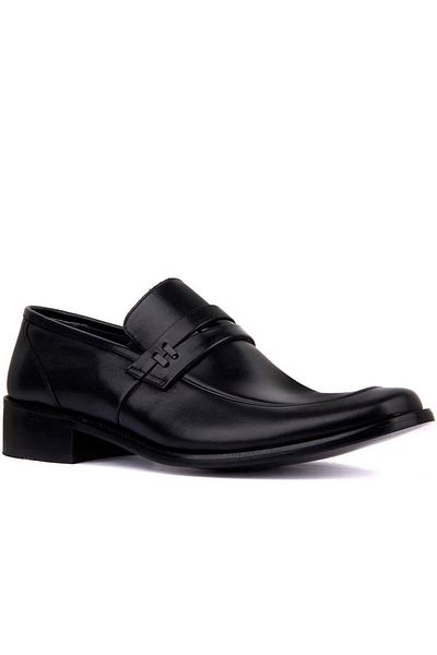 Fosco Laceless Black Leather Men's Classic Shoes 1390 114 430