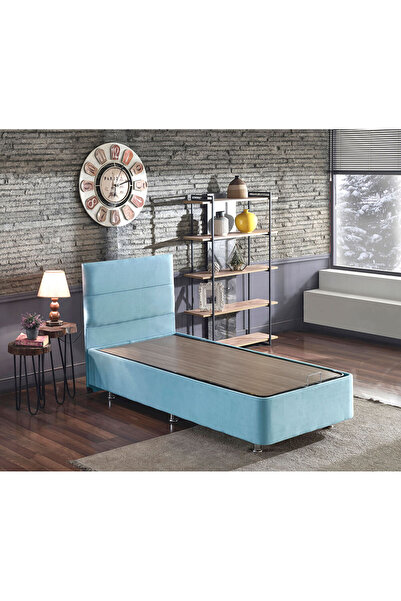 Niron Yatak Cozy Baza Ve Başlık - 100x200 Cm Tek Kişilik Sandıklı Bebek Mavisi Kumaş Baza Ve Başlığı Silinebilir