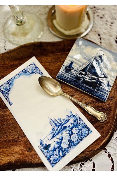Antique Dream Blue Blanc Delft Garson Katlama Sunum Peçetesi 16lı