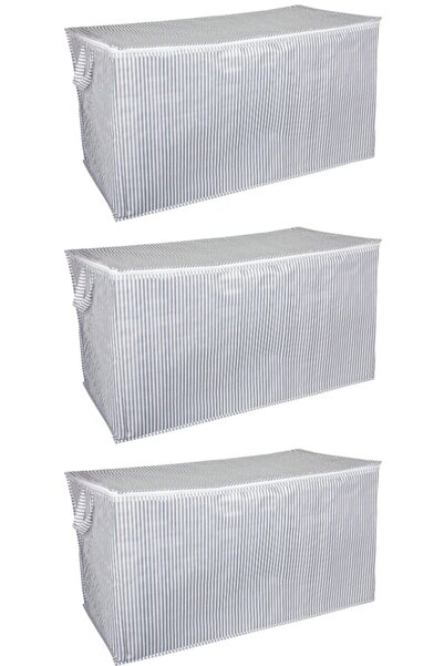 St Morritz 3 Adet - Sandık Tipi Hurç Maxi - Yastık&yorgan Vb. Hurcu 75x40x40 - Leke Tutmaz Çizgili Model