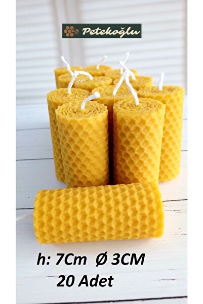 Petekoğlu (20 Adet) Balmumu Mum 3cm X7cm Kendin Süsle Nikah Şekeri Doğal Petek M174