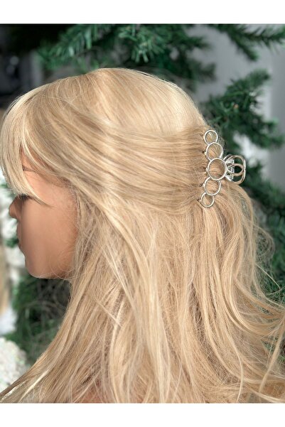 QUEEN AKSESUAR Imported luxury trend fashion large silver gray metal empty balloon ring clothespin clip buckle female child