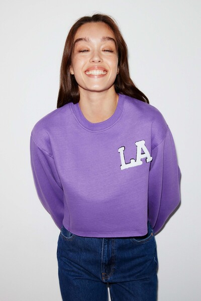 GRIMELANGE Dámská fialová mikina Clara Crew Neck