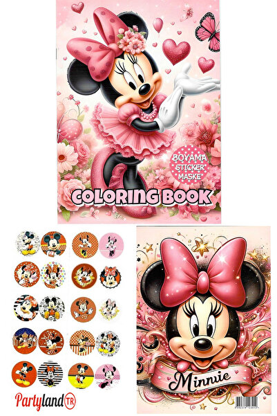 PartylandTR Minnie Mouse Boyama Kitabı 3'lü (BOYAMA , STİCKER , ARKA KAPAK MASKE)