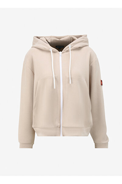 Discovery Expedition Bej Kadın Kapüşon Yaka Relaxed Fit Sweatmont D4SL-SWT3029