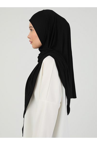 Ecardin Μαύρο σάλι Hijab Viscose - Ρυθμιζόμενο φερμουάρ, Lycra - St 099