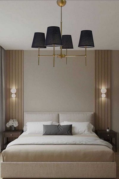 BSA LIGHTING HENNA 4-Piece TUMBLED PAINTED CHANDELIER (WITH CONICAL BLACK LAMP SHADE)