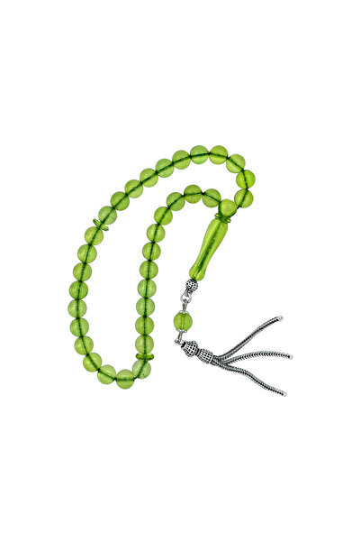 OltutaşıMarket Küçük Boy Küre Kesim Yeşil Dominik Damla Kehribar Tesbih 6,5 mm