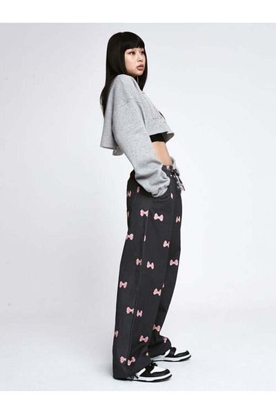 Touz Moda Φούτερ Y2k Pink Ribbon Streetwear