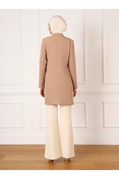 Refka Button Detailed Blazer Jacket - Mink - Refka