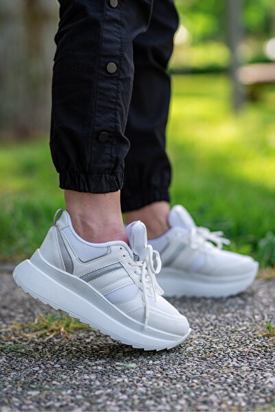 Weynes Dámské bílé světlé třpytivé ležérní ortopedické tenisky WSB0936