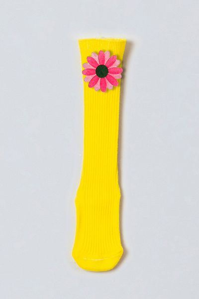 ADABEBEK Pink Vibrant Colored Flower Felted Baby Knee Socks
