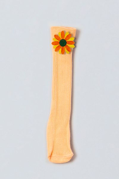 ADABEBEK Orange Yellow Floral Felted Baby Knee Socks